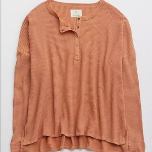 Aerie waffle Henley long sleeve t shirt